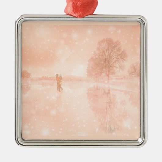 池の恋凍ってい人 メタルオーナメント (正面)