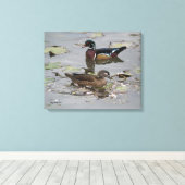 池の木のアヒル キャンバスプリント (インサイチュ (ウッドフロア))