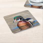 池の木の鴨 スクエアペーパーコースター (アングル)