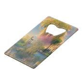 池の横の日没の黄金の柳 クレジットカード栓抜き (裏面アングル)