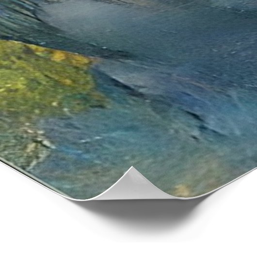 池の横の日没の黄金の柳 ポスター (角)