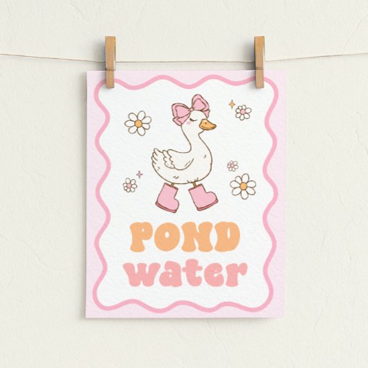 池の水のばかガチョウのテーブルサイン ポスター