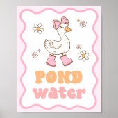 池の水のばかガチョウのテーブルサイン ポスター (正面)