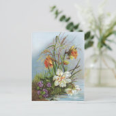 池の水仙(金ゴールド)水仙 ポストカード (スタンド正面)