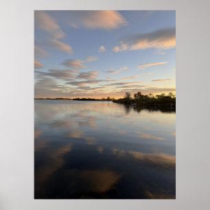 池の水景の夕焼けの写真ポスター ポスター