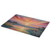 池の水色での日の出 カッティングボード (角)
