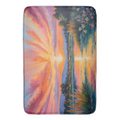 池の水色での日の出 バスマット (正面縦)