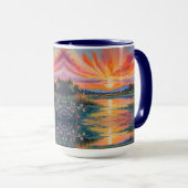 池の水色での日の出 マグカップ (正面右)