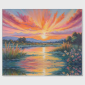 池の水色での日の出 ラッピングペーパー (フラット)