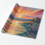 池の水色での日の出 ラッピングペーパー (アンロールド)