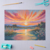 池の水色での日の出 薄葉紙 (クラフト)