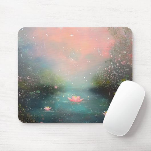 池の油絵 マウスパッド (マウス)