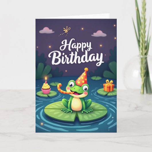 池の生き物の誕生日カード カード (正面)