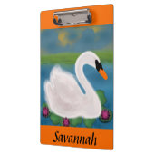 池の白い白鳥とLily Padsクリップボード クリップボード (左)