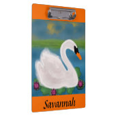 池の白い白鳥とLily Padsクリップボード クリップボード (右)