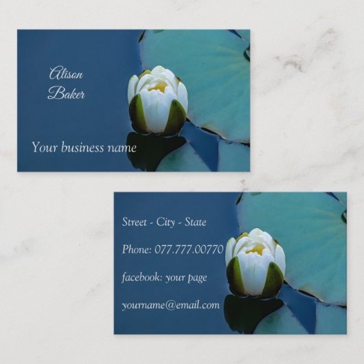 池の白い睡蓮 名刺 (正面/裏面)