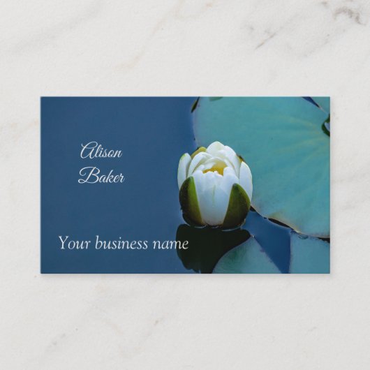 池の白い睡蓮 名刺 (正面)