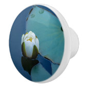 池の白い睡蓮、自然写真 セラミックノブ (右)