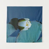 池の白い睡蓮、自然写真 タペストリー (正面(横))