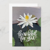 池の白い蓮のサンキューカード サンキューカード (正面/裏面)