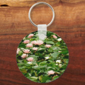 池の白と桃の睡蓮 キーホルダー (正面)