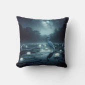 池の白鷺と睡蓮 クッション (正面)