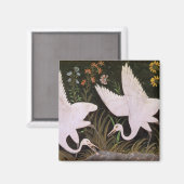 池の端に鶴が2羽 マグネット (正面/裏面)