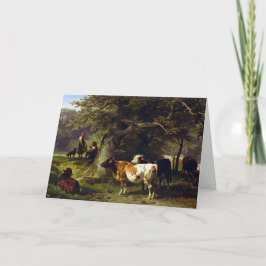 池の羊飼いと牛の群れ サンキューカード