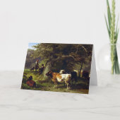 池の羊飼いと牛の群れ サンキューカード (正面)