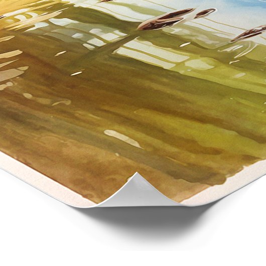 池の美しい女の子の油絵を描色 ポスター (角)