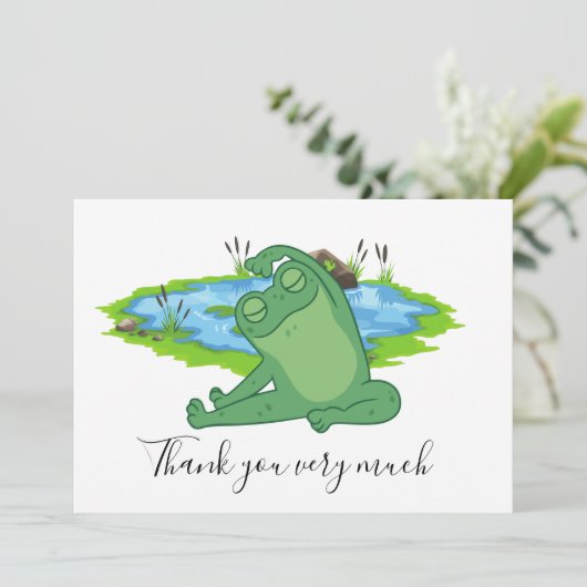 池の背景を持つカエルサンキューカード サンキューカード (スタンド正面)