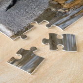 池の茂った緑の翼を持つティール(緑がかった色)のカモ ジグソーパズル (側面)