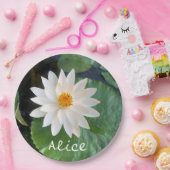 池の蓮の花の白い名前 ペーパープレート (パーティー)