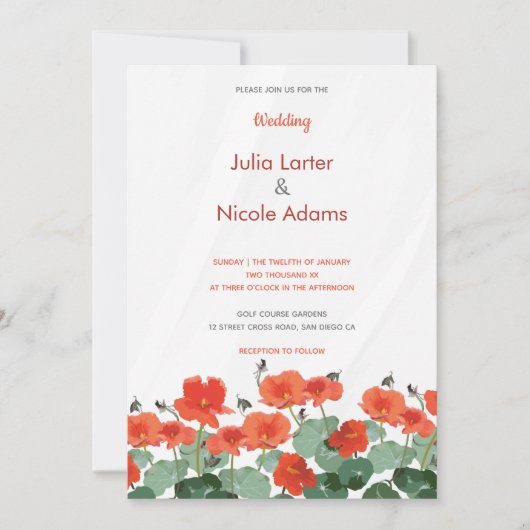 池の蓮の花ピンクのユリ結婚ス 招待状 (正面)