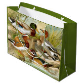 池の野生動物で美しいヴィンテージアヒル ラージペーパーバッグ (裏面アングル)