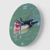 池の雄ガモ ラージ壁時計 (傾斜)