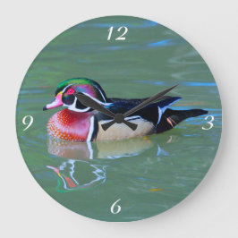 池の雄ガモ ラージ壁時計
