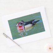 池の雄ガモ 長方形シール (封筒)