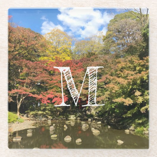 池の青楓 ガラスコースター (正面)