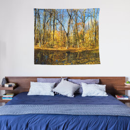 池の静謐なリフレクション タペストリー