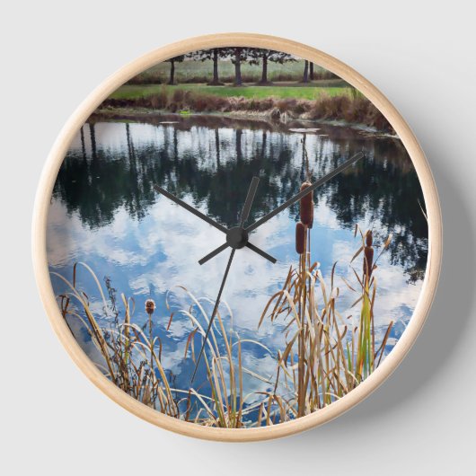 池の風景自然写真芸術 壁時計 (正面)