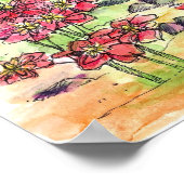 池の鳥の水色絵画の自然芸術 ポスター (角)