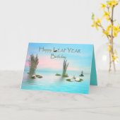 池の「うるう年誕生日蛙蓮」 カード (黄色い花)