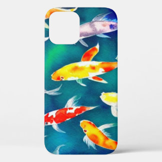 池カラフルの水彩コイ魚 iPhone 12ケース