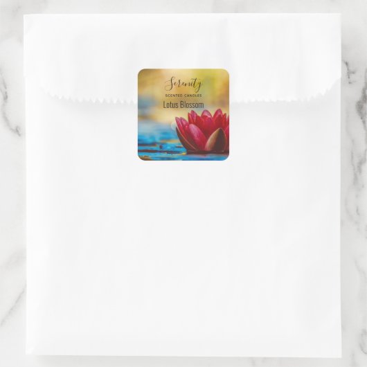 池キャンドルビジネスの蓮の花の写真 スクエアシール (バッグ)
