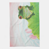 池リラックスにカエル キッチンタオル (縦)