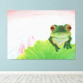 池リラックスにカエル キャンバスプリント (インサイチュ (ウッドフロア))