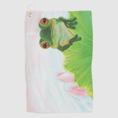 池リラックスにカエル ゴルフタオル (正面)