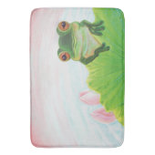 池リラックスにカエル バスマット (正面縦)