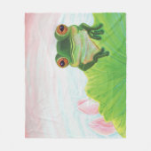 池リラックスにカエル フリースブランケット (正面)